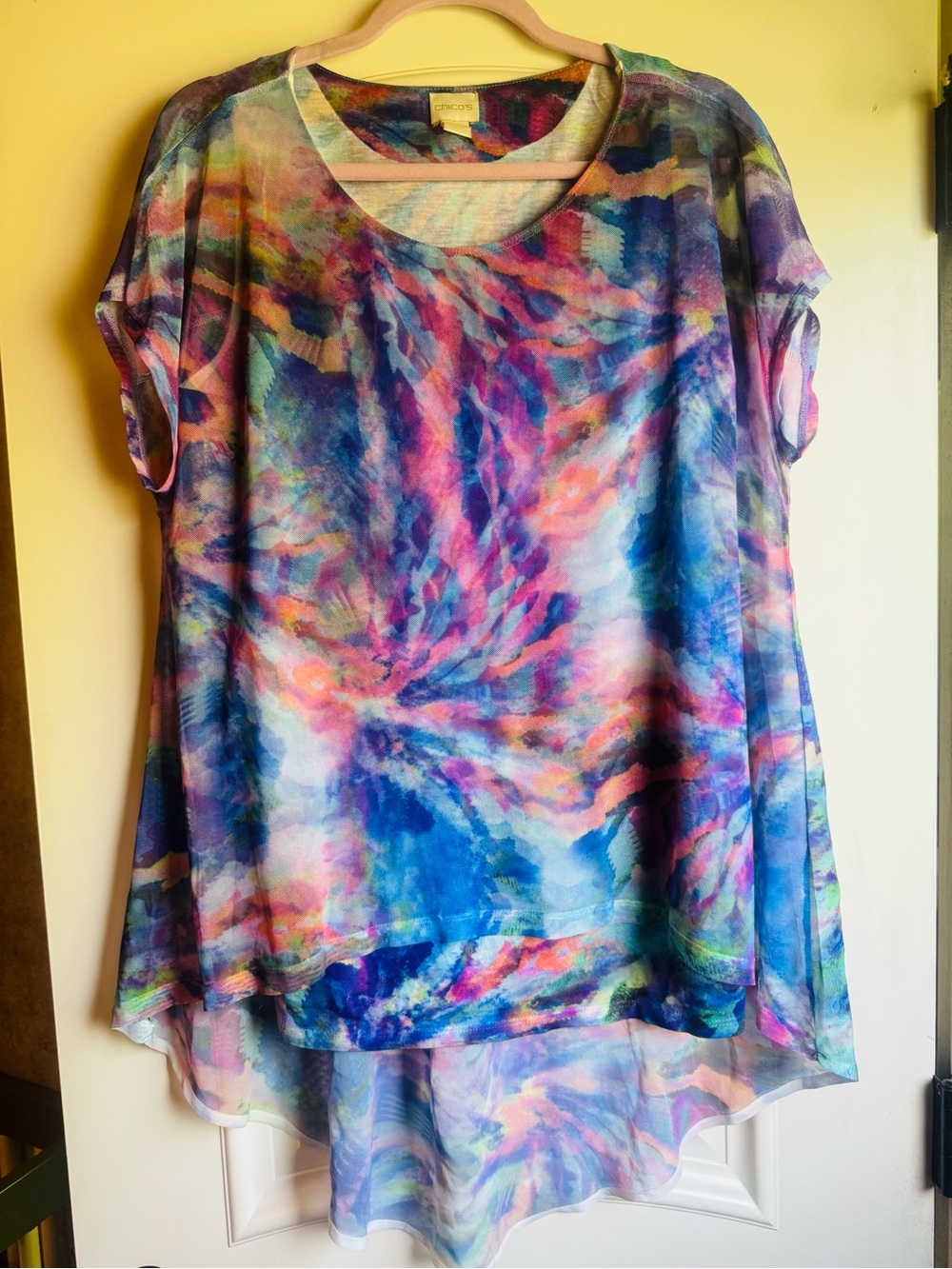 Chico's Multicolor Watercolor Print High-Low Tunic
